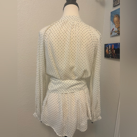 Maeve Polka Dot by Anthropologie  Tie Waist Blouse Size :12 - Picture 4 of 6